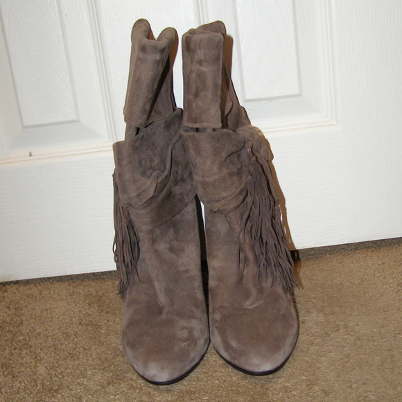 New sz 39.5 Aquazzura fringe bow Suede booties - Picture 5 of 8